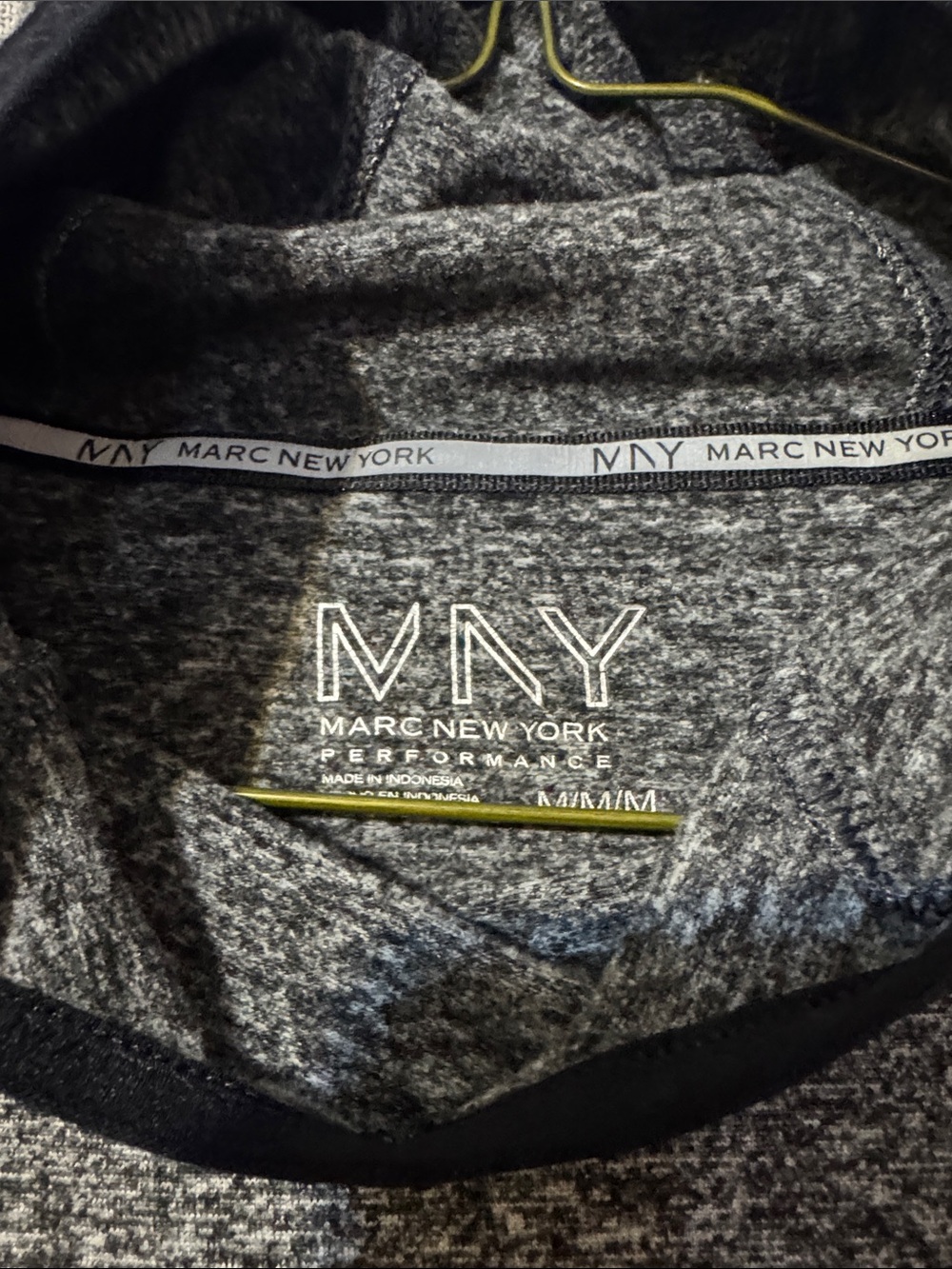 Marc New York Performance Heathered Charcoal Crewneck